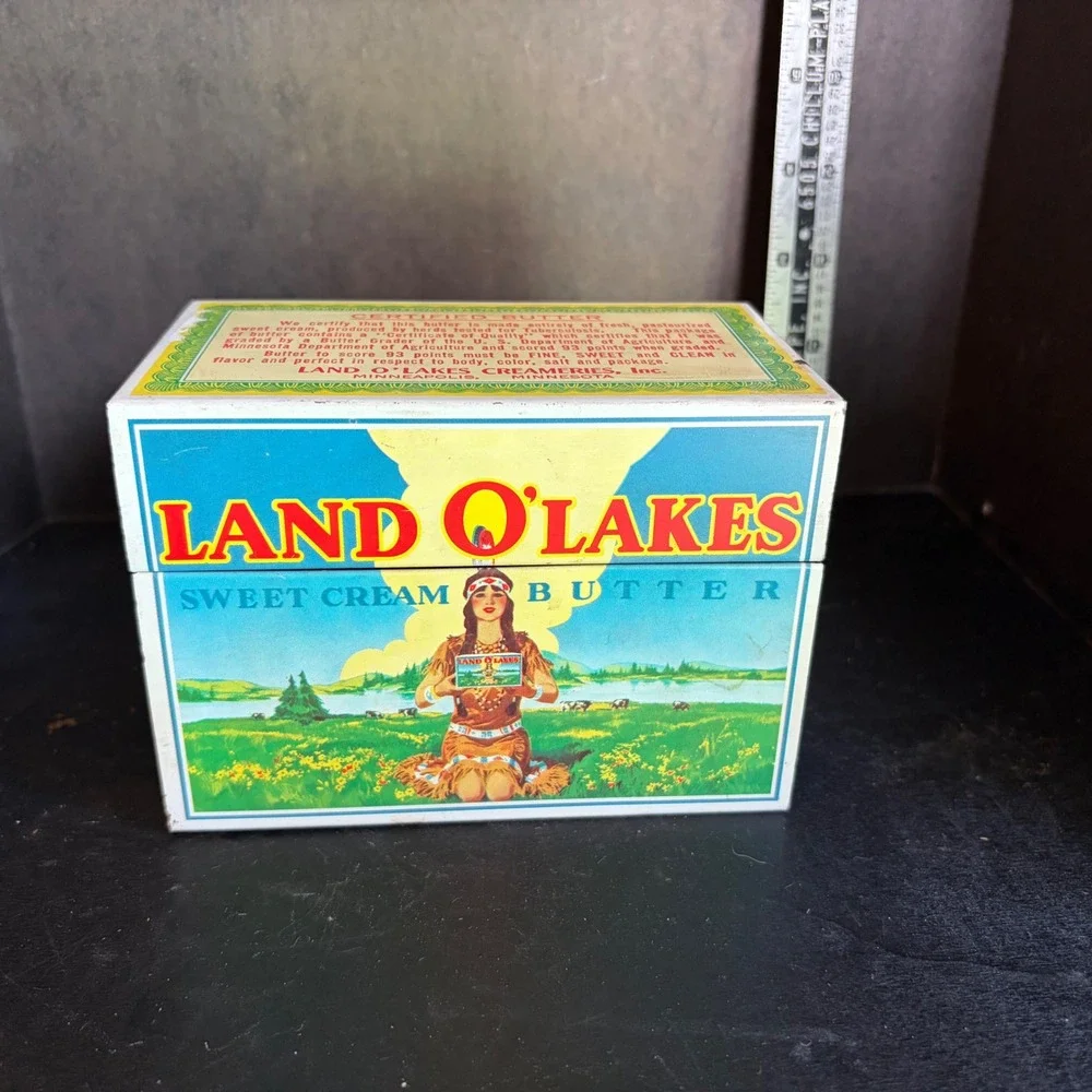 Vintage Land O Lakes Sweet Cream Butter Tin Metal Box Original Maiden Graphic